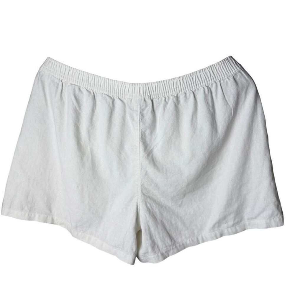Womens White Linen Blend Pull On Shorts Elastic Waist Medium Coastal
